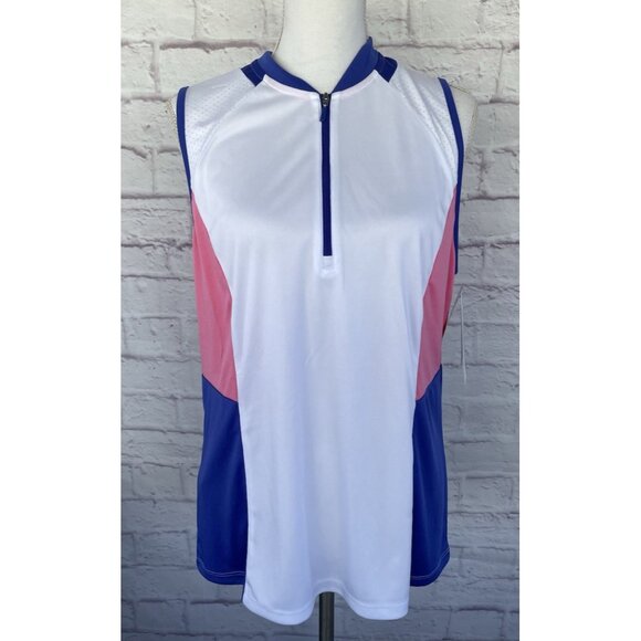 Grand Slam Golf Women's Performance Shirt Size XL Sleeveless white/pink - Picture 1 of 11